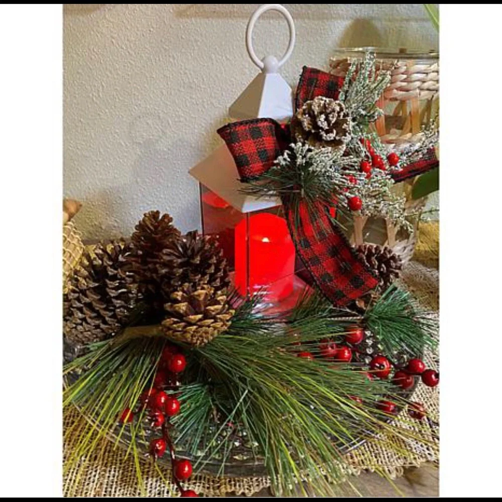 Remote LED color changing plastic lantern with removable Fall Winter decoration